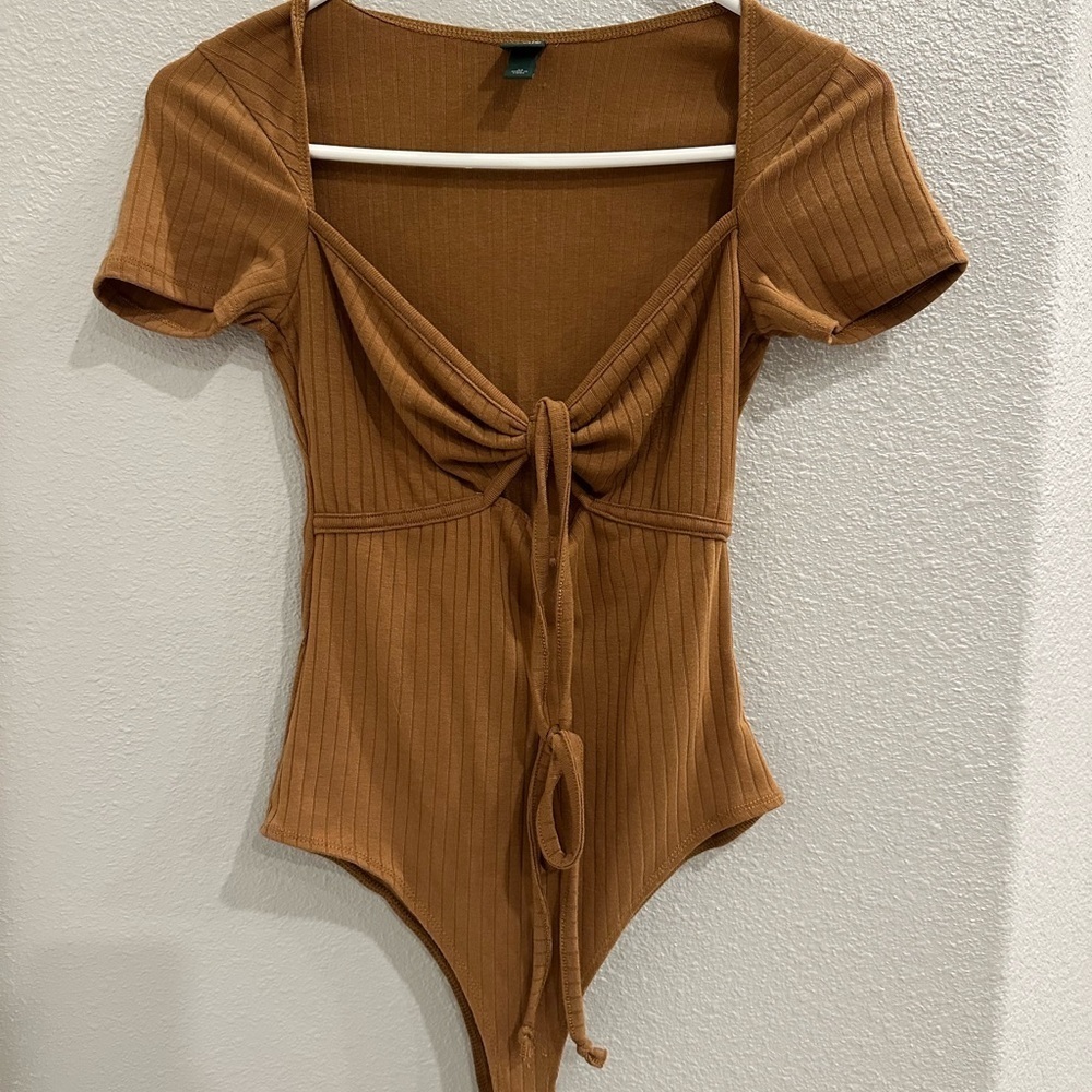 Wild Fable Brown Ribbed Bodysuit Women’s Size XS